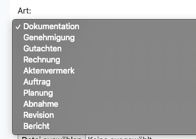 Kategorien von Unterlagen in LackTracking.de