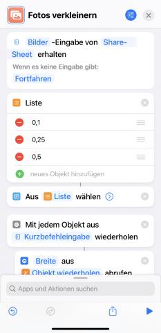 mit der Standardapp "Kurzbefehle"