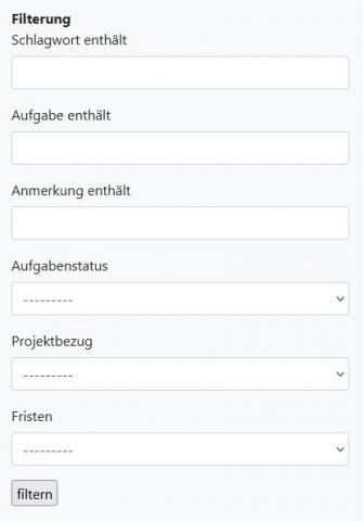 Filter in der Seitenleiste