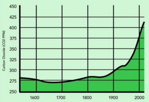 co2 ppm über die Jahre